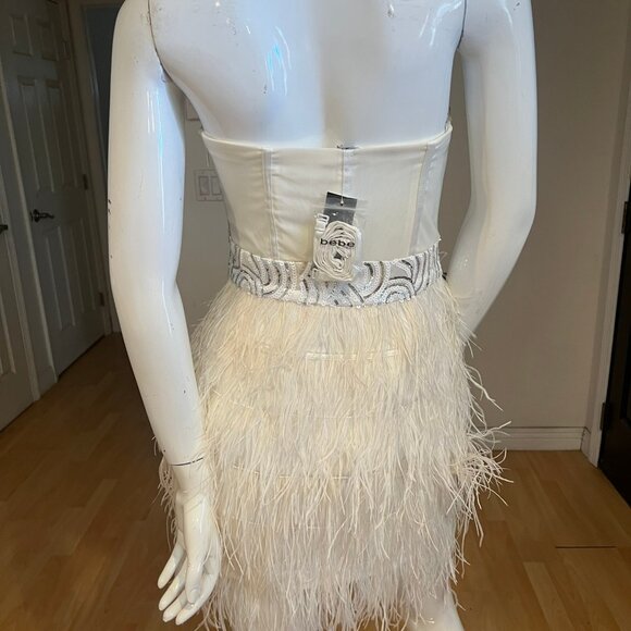 Y2K NWT BEBE ISIS STRAPLESS SEQUIN FEATHER DRESS SIZE S SMALL - Picture 4 of 6